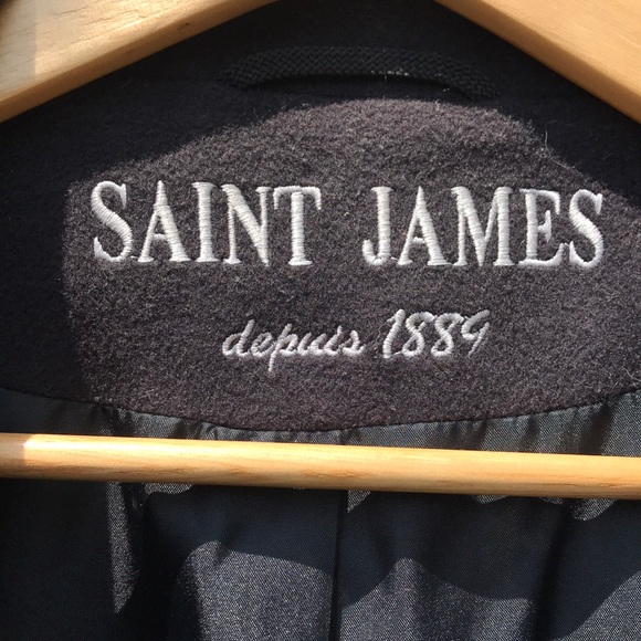 Saint James Pea coat silver buttons belted Navy - Picture 5 of 6